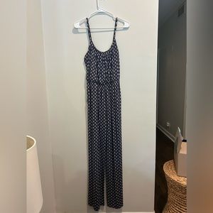 Navy and white jumpsuit